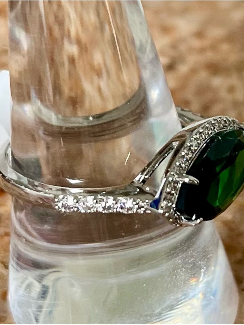 BP Retro RBP2169 Football Ring Emerald Marquise in Silver Halo HTF - Picture 3 of 4